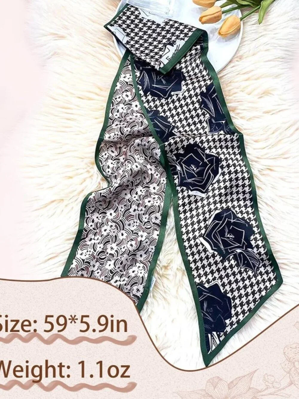 Women's Black White Checkered Fashion Elegant Oblique Angle  Scarves Bag Scarfs
